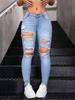 Exclusive European & American Hot Selling Ripped Skinny Casual Slimming Women's Pencil Jeans