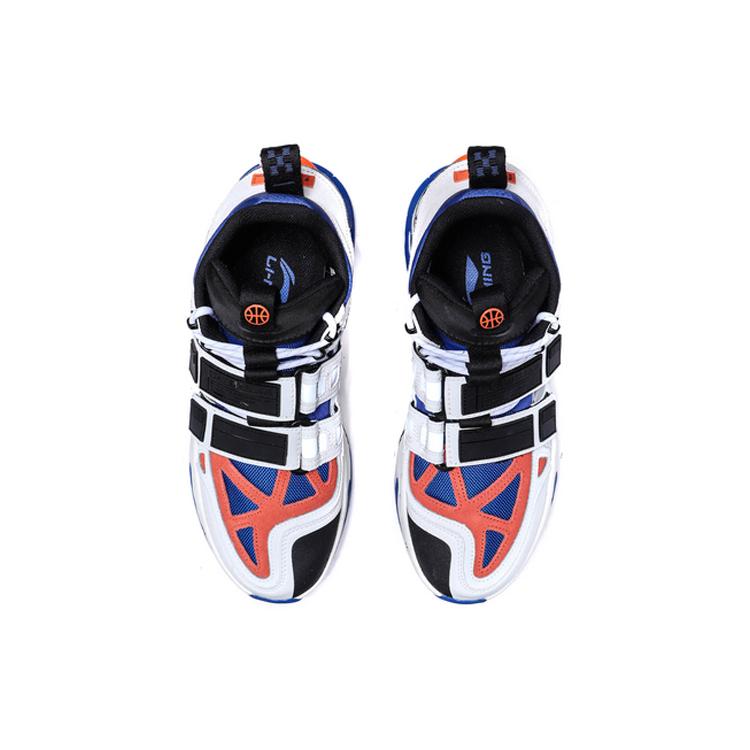 Li Ning Vintage Basketball Shoes Men's High top Blue White Orange AGBP083-8