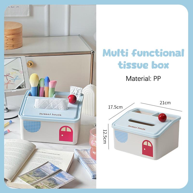 Cartoon Tissue Box Large Capacity Desktop Tissue Box Cute Living Room Coffee Table Household Multi-Functional Storage Box