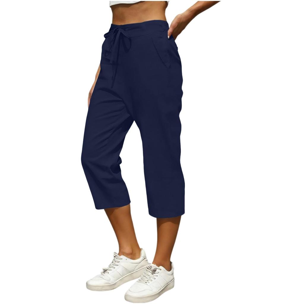 Women's Casual And Fashionable Color Loose Pants With Pocketes