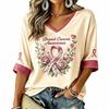 Women's V-neck anti-breast-cancer printed summer lightweight top