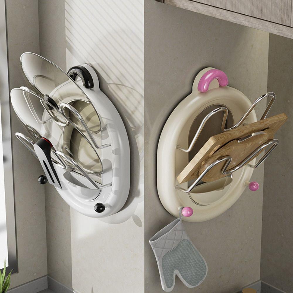 

Мультяшная присоска для крышки кастрюли держатель для хранения крышки кастрюли без проколов кухня белый/кремовый