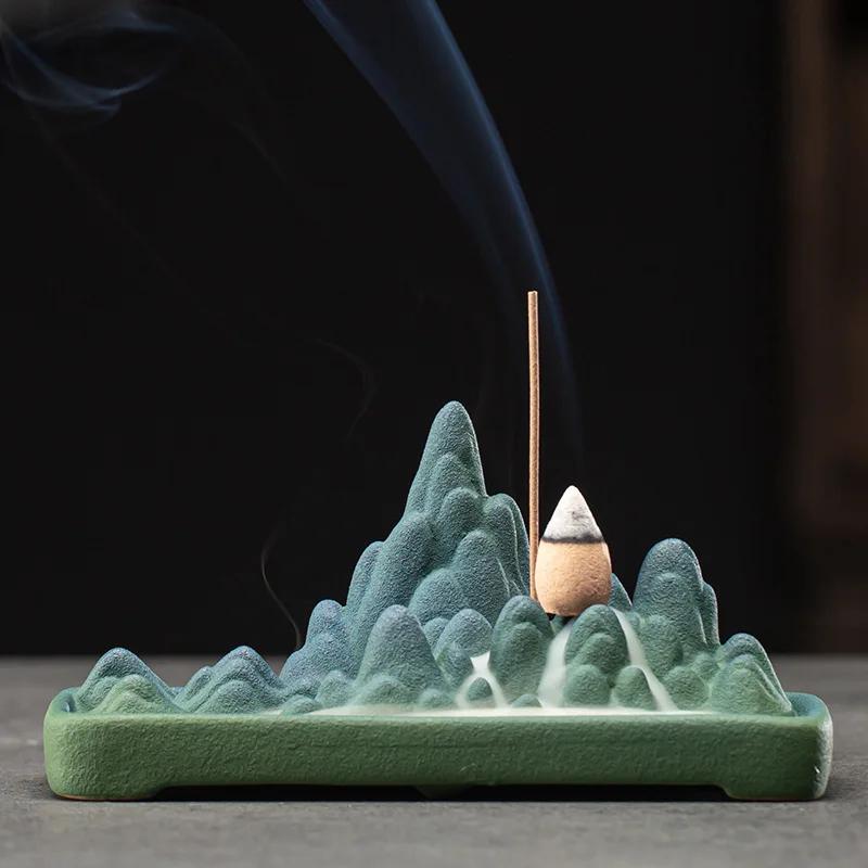 

Chinese back flow incense burner household ceramic rockery wire incense insert creative desktop incense burner decoration