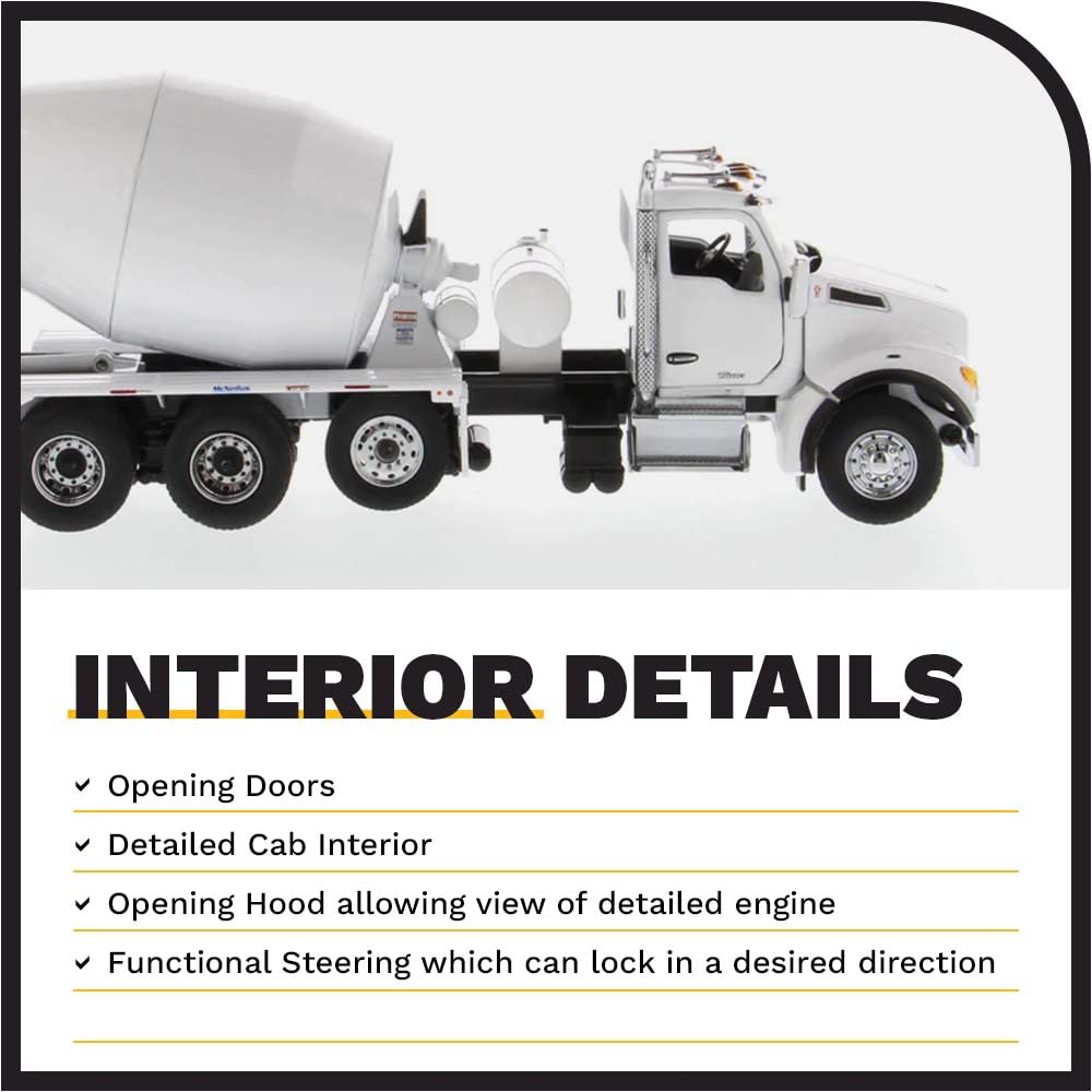 DIECAST MASTERS Kenworth T880 SBFA with McNeilus BridgeMaster Mixer White Cab 71081 -