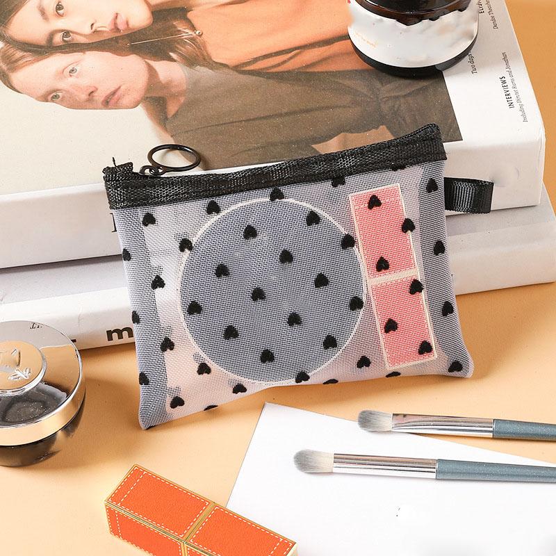 

1pc Mesh Clear Cosmetic Bags Small Large Black Makeup Bag Women Travel Toiletry Organizer Lipstick Storage Pouch Pencil Case