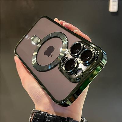 Luxury Plating Transparent Magsafe Magnetic Phone Case For iPhone 11 12 13 14 15 Pro Max Bumper Lens Protector On 15 Plus Cover