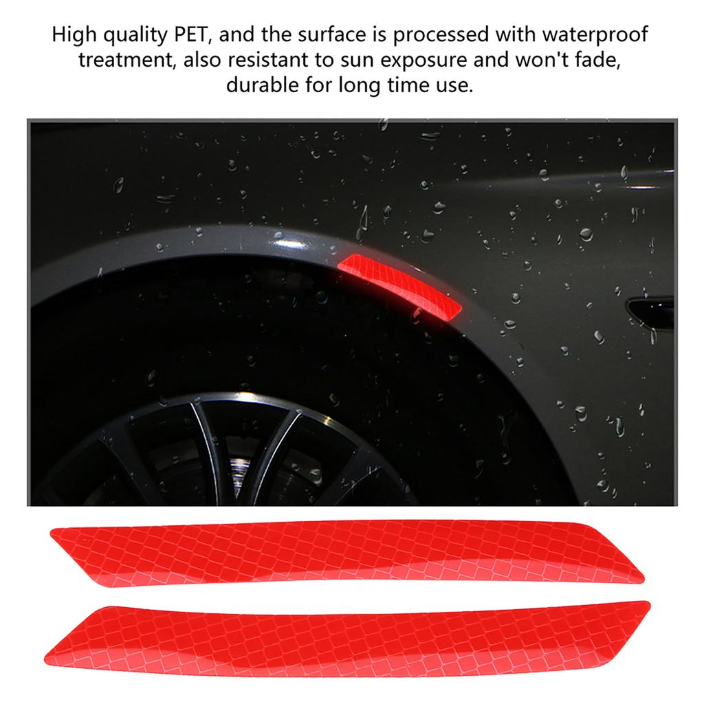 4Pcs Car Wheel Eyebrow Bumper Reflective Safety Warning Strip Tape Sticker Decal Red