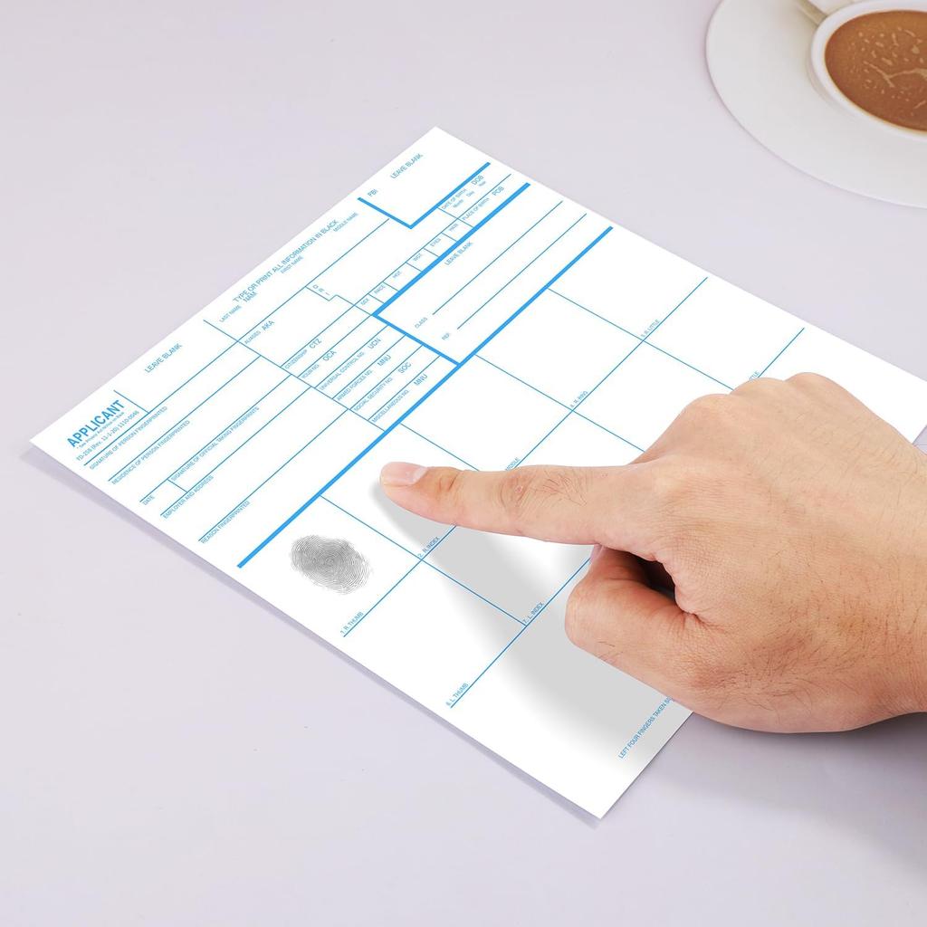 100pcs Fingerprint Cards 2025, Premium Applicant FD-258 Finger Print Cards Legal Paper Supplies Fingerprinting Kit Rev.11-1-20 (8.03x8.03 Inches)
