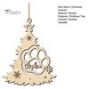 Wooden Christmas Tree Ornaments Wood Pendant with Paw Print, Hollow Engraved Hanging Holiday Gifts for Pet Lovers Ornament, Rustic Style Craft