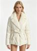 Temperament big plush plush integrated medium and long coat for women's winter new lace-up waist thickened trench coat