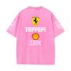 Vintage Washed Black Ferrari F1 Racing T Shirt Oversized Short Sleeve Tee Retro Motorsport Sponsor Logo Print Casual Streetwear Loose Top