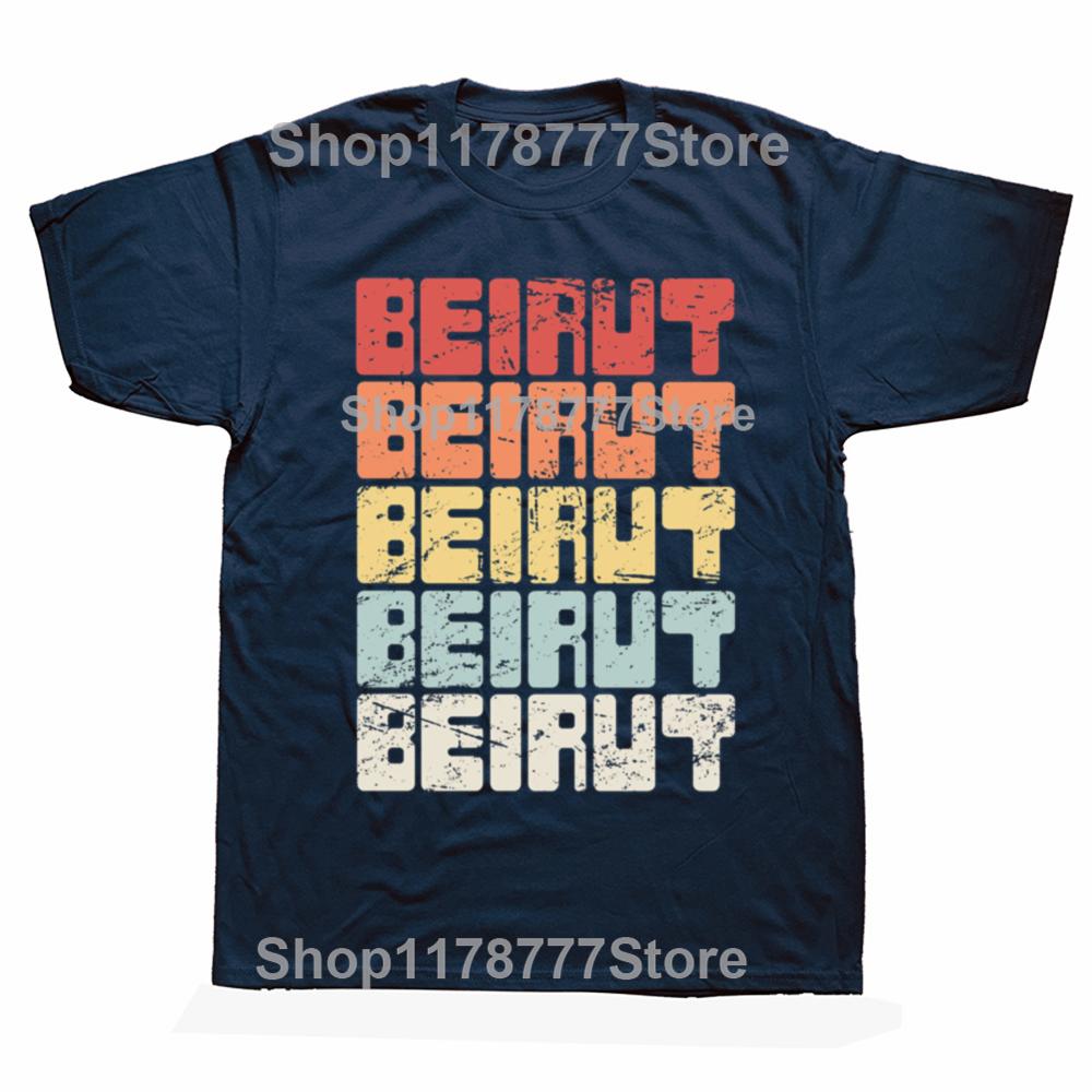 Funny Vintage BEIRUT Lebanon Text T Shirts Cotton Streetwear Short Sleeve Gifts Clothing Lebanese Casual Loose Oversized T Shirt S
