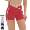 Color-Block Yoga-Shorts mit überkreuztem Bund - Hüfthebende Passform für Laufen & Fitness