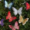 Pack Of 3 Double Layer Butterfly Christmas Tree Clip Accessory Elegant Fabric Ornament For Holiday Decorations