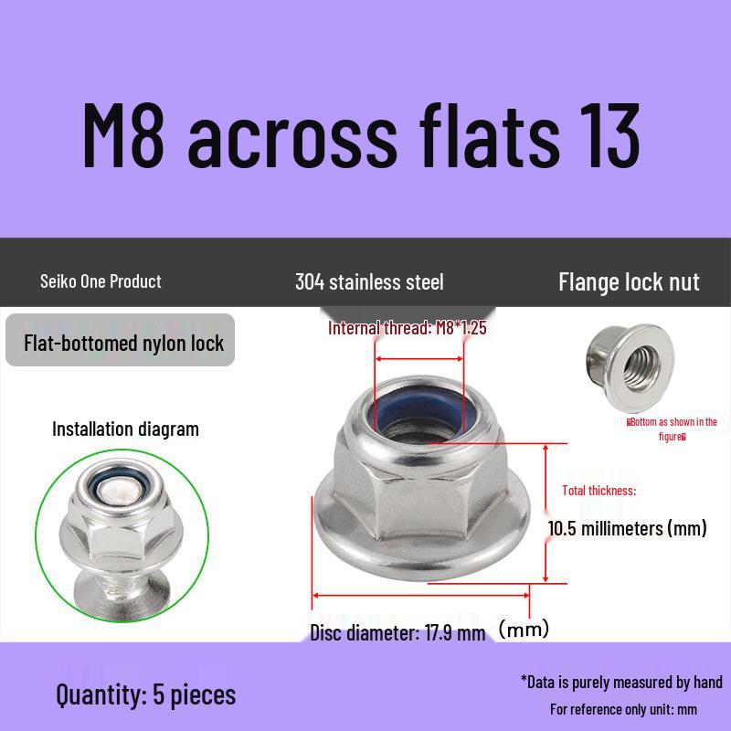 304 Stainless Steel Nylon Locking Flange Nut with Washer