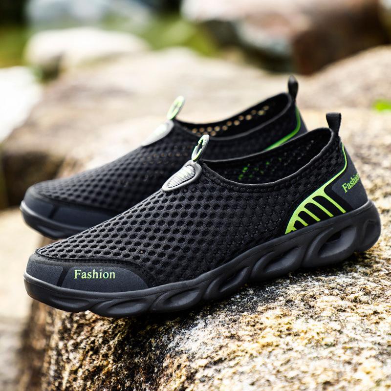 

Men s beach shoes summer mesh hollow breathable non-slip wading sandals outdoor wear mesh shoes sports hole shoes 39