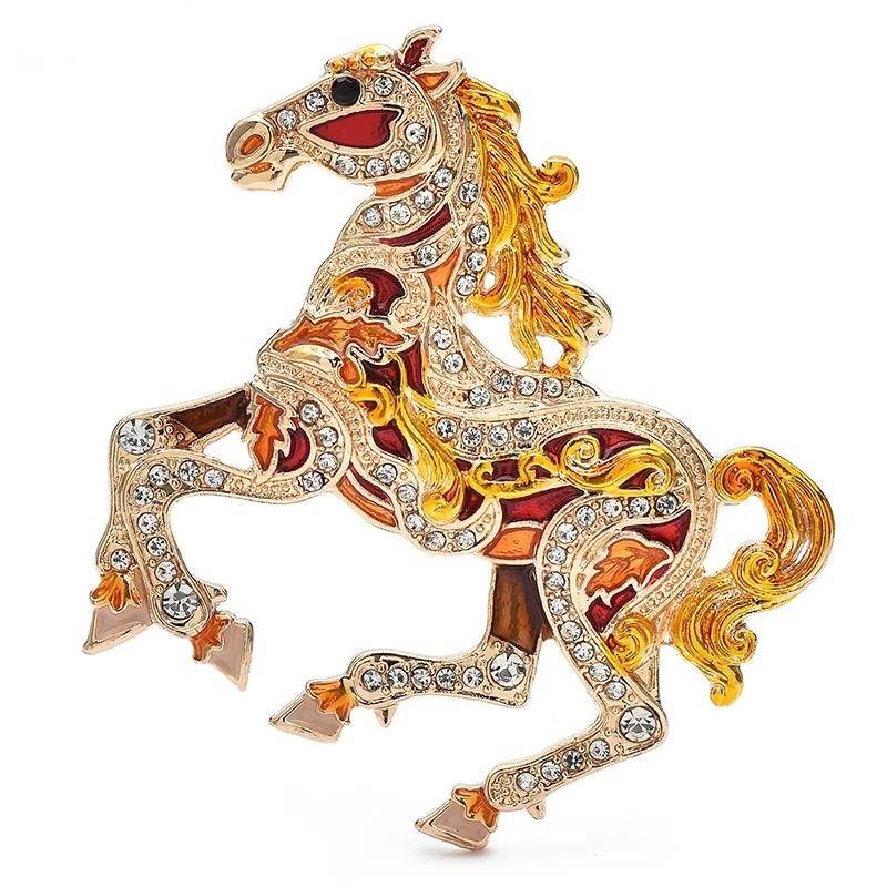 Running Horse Brooch for Women Enamel Animal Party Banquet Pins