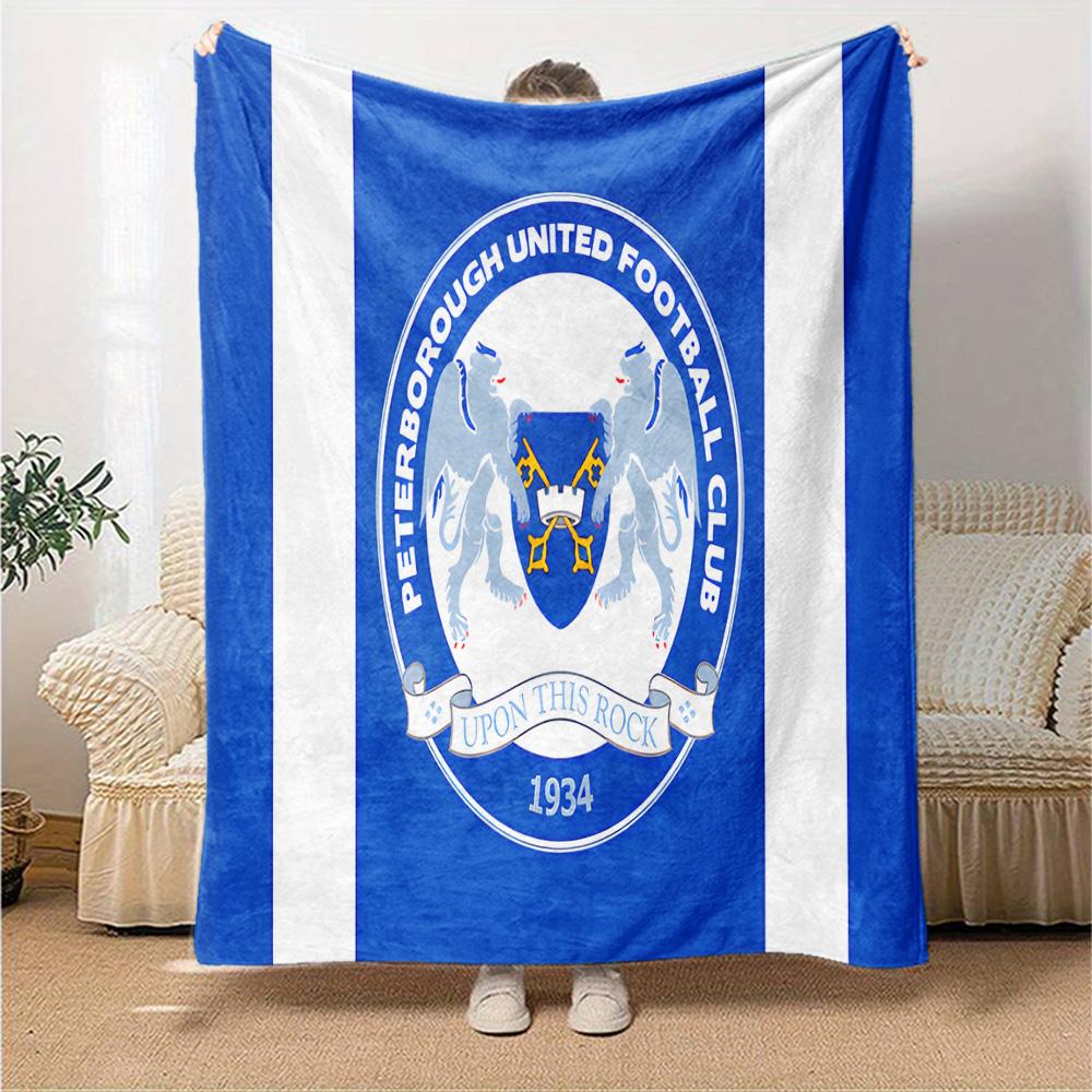 Peterborough Crest Flannel Blanket, Soft Polyester, Modern Design, All-Season for Camping, Travel, Gifts for holidays or birthdays