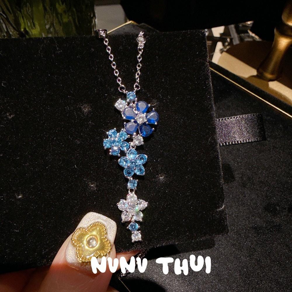 Jewelry, A Midsummer Night'S Dream Purple Flowering Gemstone Necklace, Light Luxury High-End, Iris Purple Flower Zircon Bracelet
