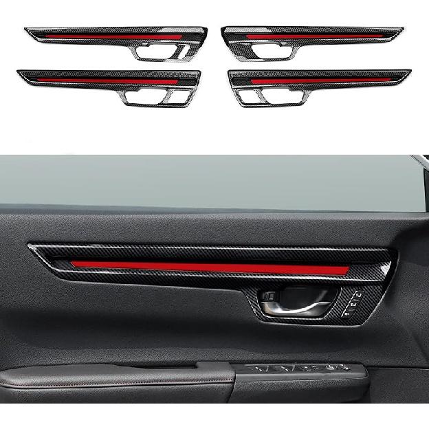 Car Inner Door Handle Armrest Cover Decals for Honda CR-V  2024 Accessories CRV ABS Carbon Fiber Interior Stickers