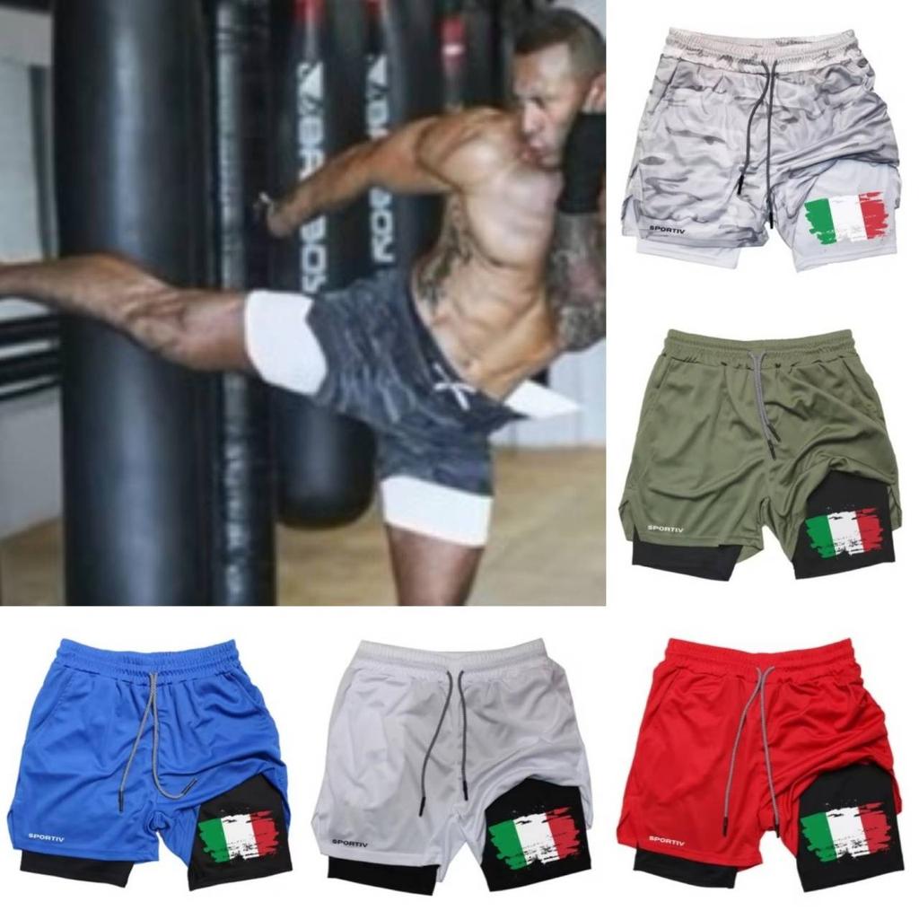 Italy Flag Camouflage Muay Thai Kick Boxing Shorts Men Women Unisex Casual Sportswear Double Layer Quick Dry Training Sport Gym Fitness Workout