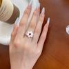 Sweet Floral Adjustable Women's Statement Ring - Trendy Personality Design, Popular Open Band for Index Finger.