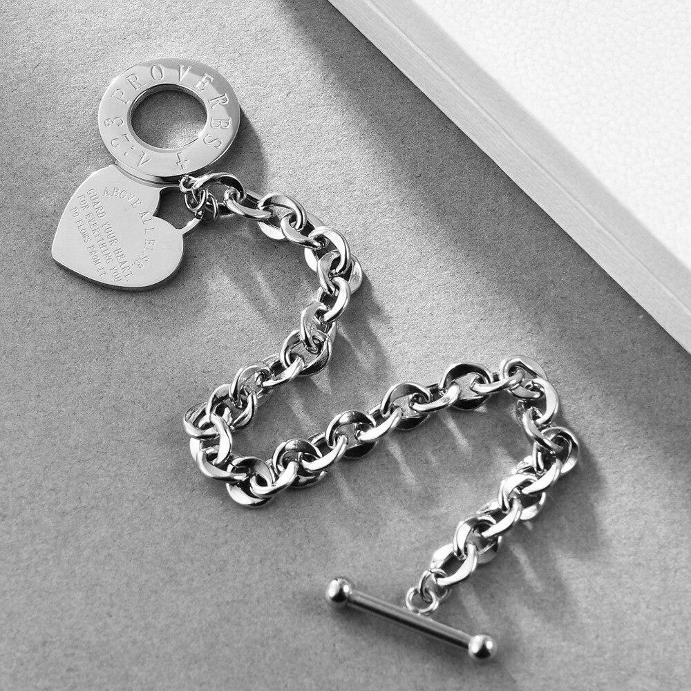 Bracelets De coeur d'amour en acier inoxydable pour femmes, cadeau De fête, bijoux à la mode, chaîne Bracelets porte-bonheur