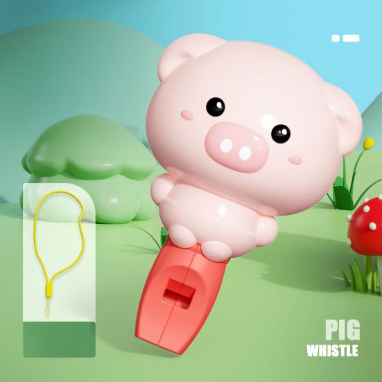 Kids Cartoon Animal Whistle Toy with Lanyard Toddlers Boys Girls Educational Rabbit Pig Bear Whistle Sound Maker Musical Instrument Toy