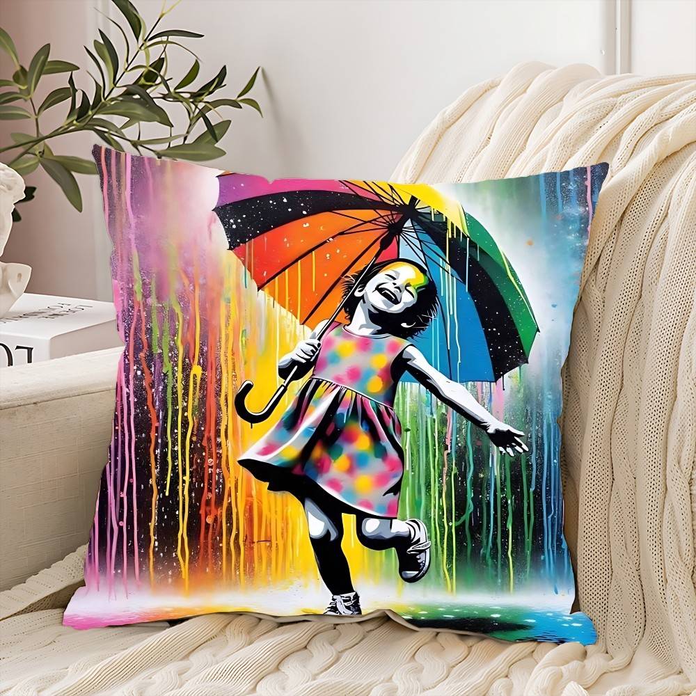 Banksy Street Graffiti Pillow Case Cushion Cover Soft Cute Throw Pillow Case For Car Sofa Pillowcase Polyester With Zipper