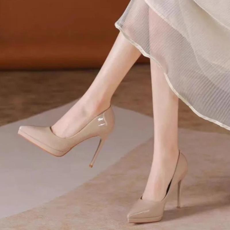 Damen Plateau-Schuhe mit dünnem Absatz, ermüden die Füße nicht, Einzel-Schuhe, temperamentvoll, spitze Zehenpartie, 2026 Neue flache High-Heel-Schuhe