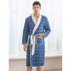 Cotton Absorbent Bathrobe Pajamas Men's and Women's Couple Nightgown Soft Plaid Men's Pure Cotton Pajamas Homewear Women's