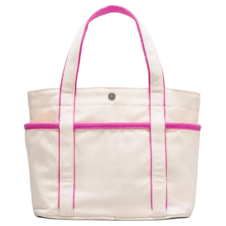 Lululemon Diária 6,5L Marca Logo Fecho de Botão Bolsa Tote de Lona de Algodão Sacola de Compras Mini Bolsa Tote Unissex Rosa Natural LU9BXWS-066913
