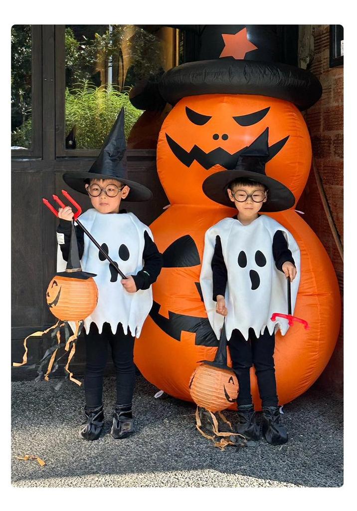Halloween Pumpkin Ghost Costume Set for Boys with Cloak, Cape & Props