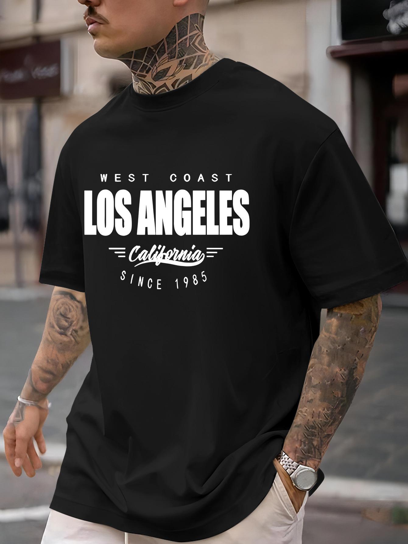 Casual Short Sleeve T-shirt with West Coast Los Angeles California Graphic Print L