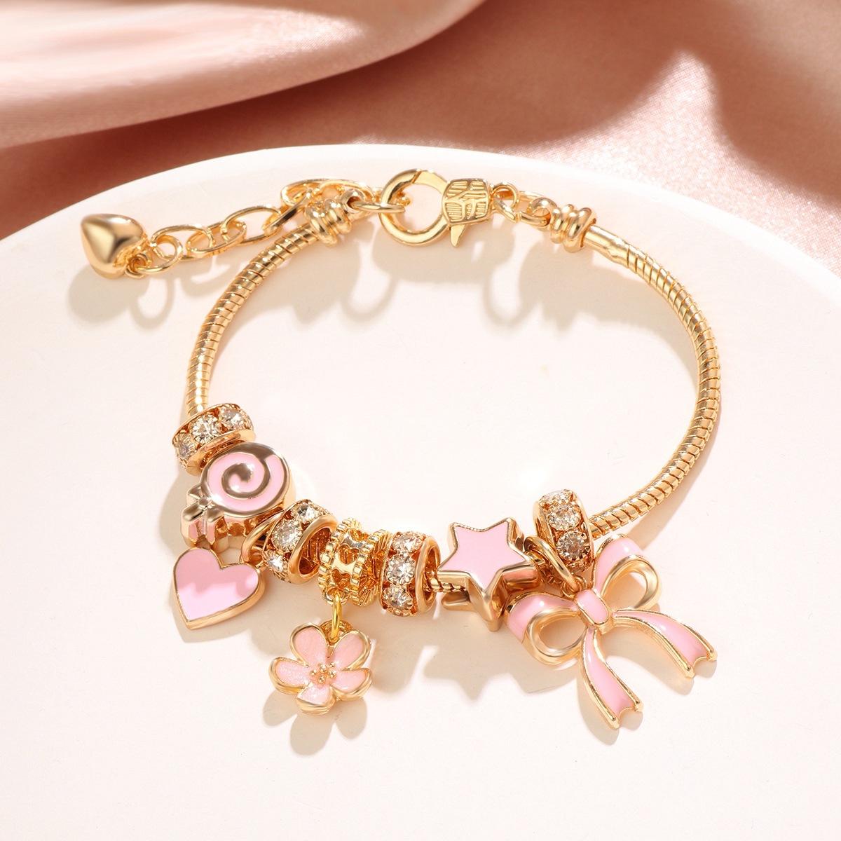 adjustable heart shaped bracelet Women bow heart shaped fashion bracelet jewelry daily accessories Valentine Day gifts золотистый