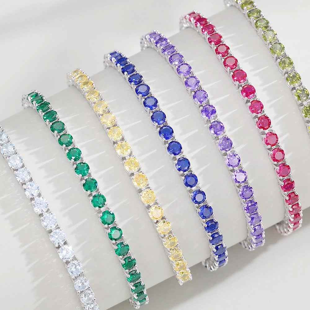 FANCIME Bracelet for Men and March 30 Aquamarine 4mm Tennis BOLO Silver Adjustable Sliding Perfect As a Good Luck Anniversary Gift Wrapping Included