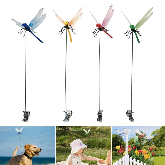 

Dragonfly Clip with Pole Garden Decor Dragonfly Hat Clip 3D Artificial Dragonfly