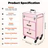 Rofessional Rolling Makeup Case, 3-Layer Train Case with 40 Compartments & 2 Drawers, 50kg Capacity Portable Beauty Organizer