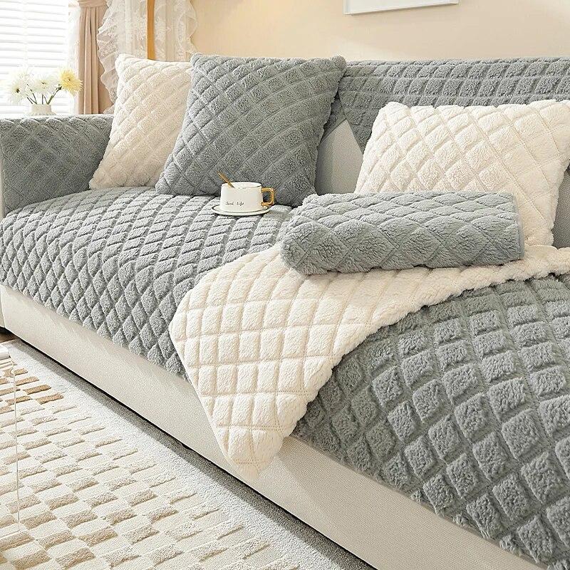 Thicken Imitate Sheep Plush Sofa Cover Universal Non-slip Sofa Mat Winter Warm Sofa Towel Couch Cushion for Living Room Home