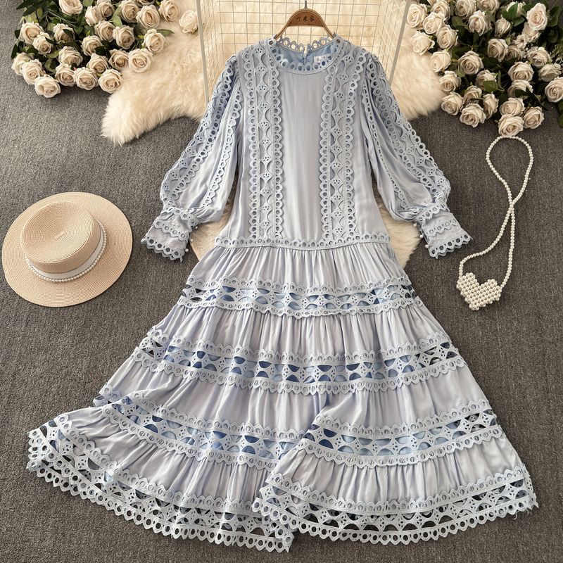Vintage Court Style Summer New Arrival Embroider Dress