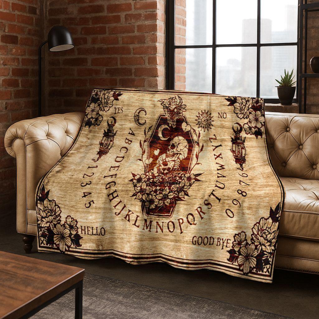 Witch Ouija Gothic Spirit Board 3D Retro Flannel Blanket,Warm and Cozy Soft Throw Blanket for Home Bedroom Bed Sofa Travel Cover