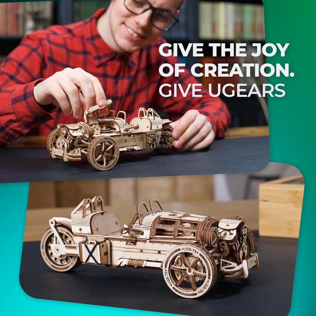 Ugears Trike UGR-S Wooden Puzzle 3D Craft 70216 3D Puzzle No Glue or Tools Required