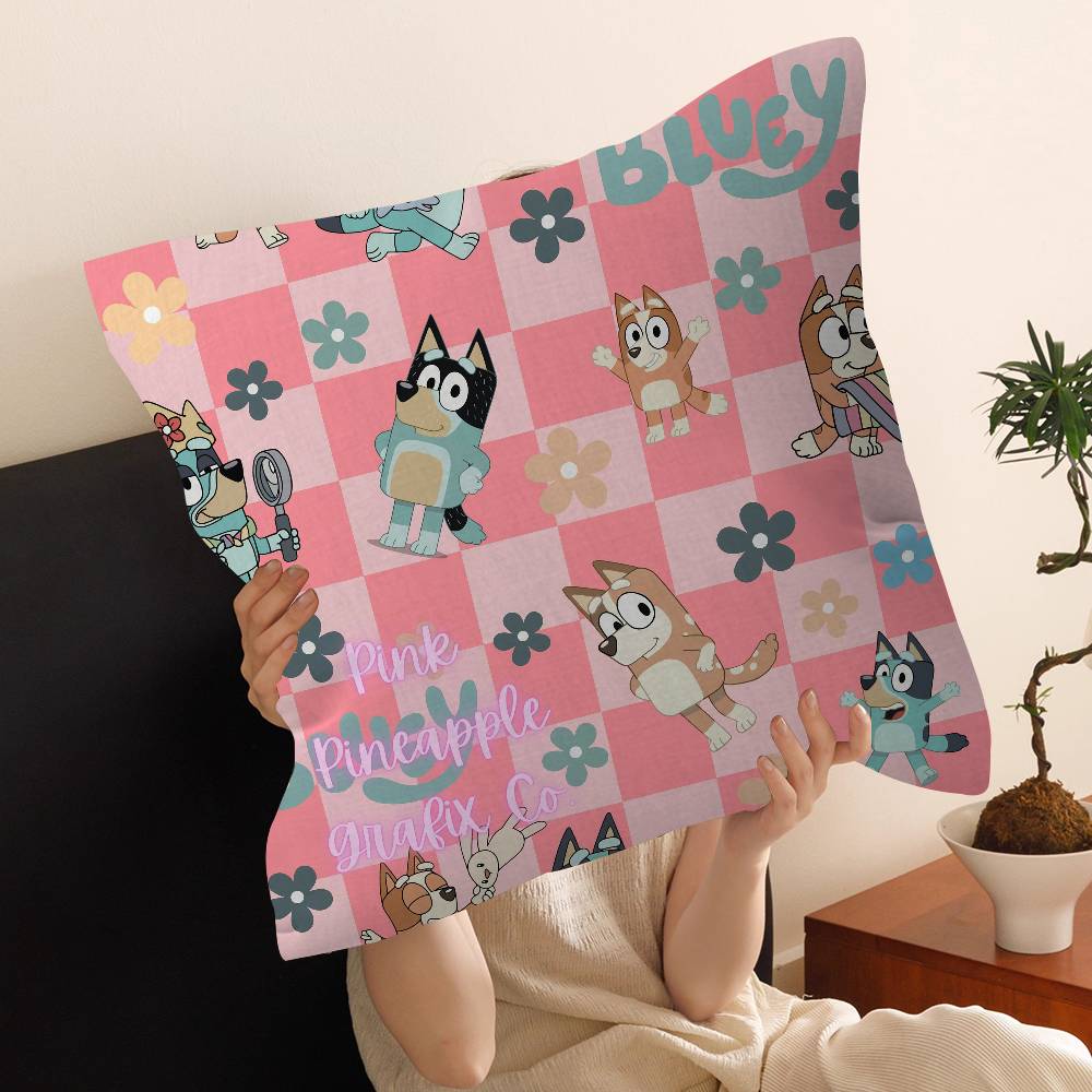 Süß-B-B-Blueys-S Cartoon Kissen Kissenbezug Kissenhülle Wohnzimmer Sofa Heimdekoration Personalisiert