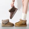 Women's Large Size Cowhide Genuine Leather Winter Warm Fur One Snow Boots Padded Lining Ankle Boots Non-slip Hiking Sports Cotton Boots
