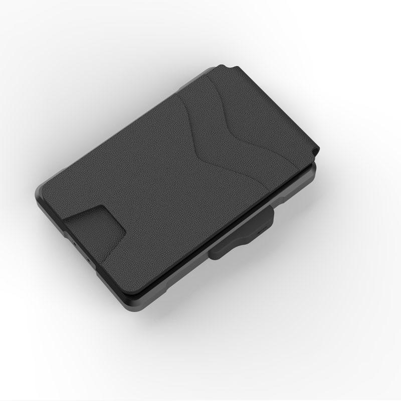 RFID Men's Leather Card Bag Metal Anti-Magnetic Automatic Bullet Card Wallet Credit Card Business Card Box Wallet