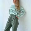 Autumn Long-sleeved Striped T-shirt Women's Casual Tops Women's Comfortable Loose Cotton T-shirt