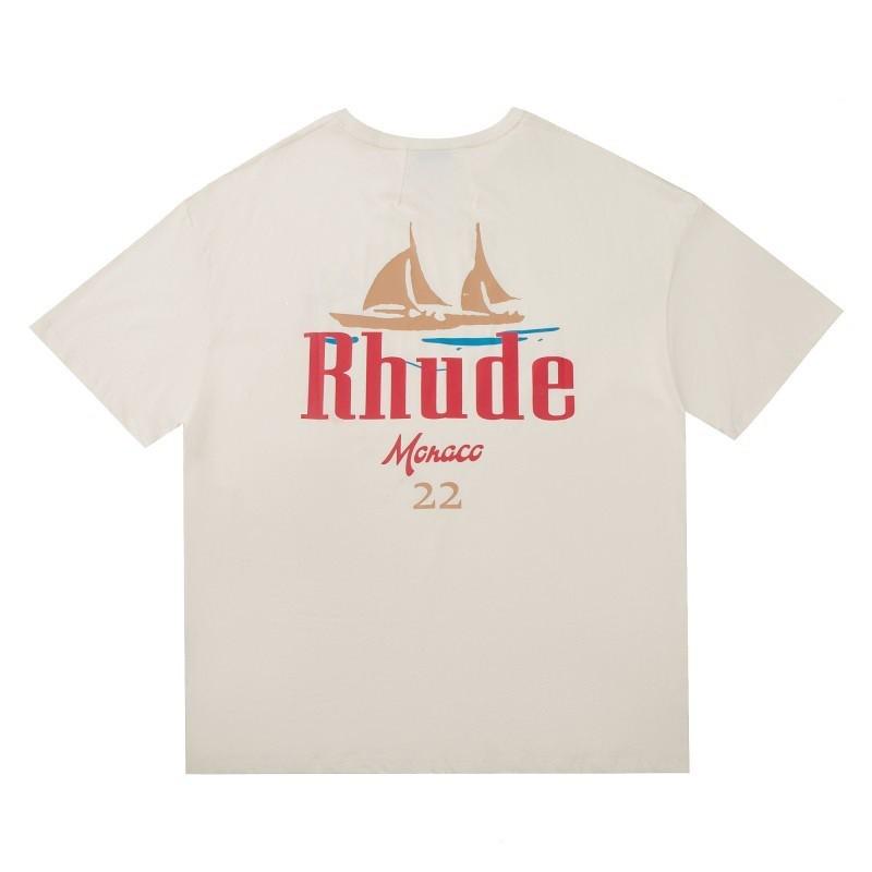 High Street Oversize Couple T-Shirt American Streetwear Print YYZP RHUDE Short Sleeve Tee Teens