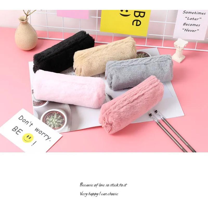 Colorful Plush cute Pencil Case School Bag Stationery Pencilcase Kawaii Girls School Supplies Tools storage holder pouch