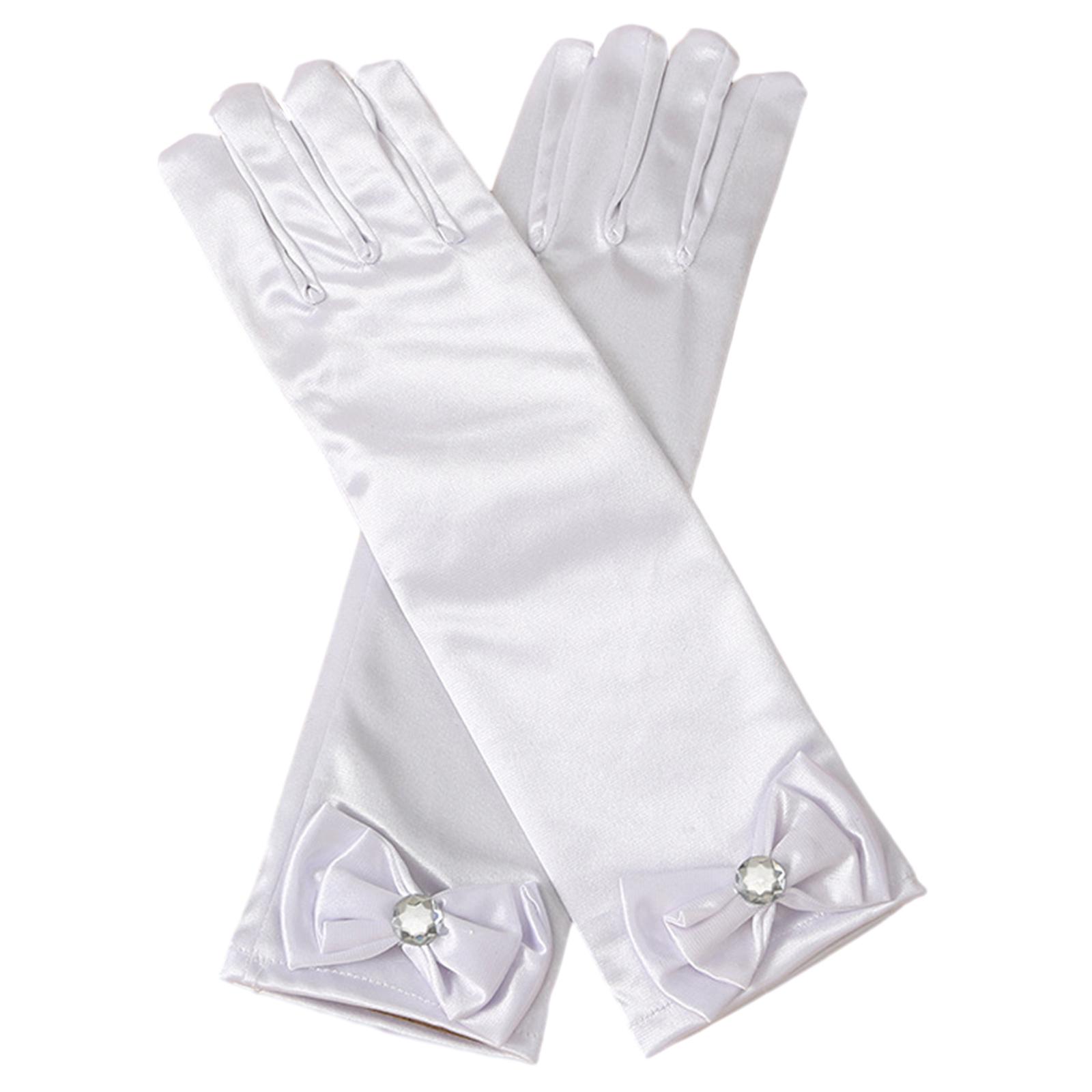 

Стильные двухслойные перчатки с бантом, идеально подходящие для детей, поющих, танцующих, для зимних модных заявлений, для праздников. белый