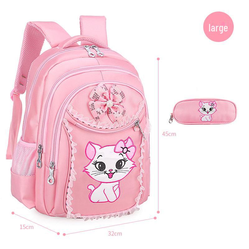 Elementary School Korean Princess Backpack for Girls, Ages 7-12, Grades 1-6, Double Shoulder Strap, Cute Design